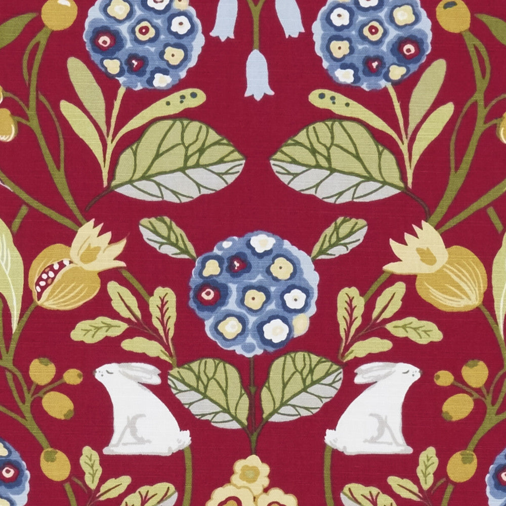 Forester Rouge by Clarke And Clarke Fabric CLARKE & CLARKE SHERWOOD COTTON - 100% Turkey MEDIUM Horizontal: 18 and Vertical: 16.1 54 - Fabric Carolina -