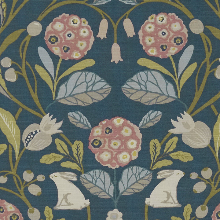 Forester Teal/Blush by Clarke And Clarke Fabric CLARKE & CLARKE SHERWOOD COTTON - 100% Turkey MEDIUM Horizontal: and Vertical: 54 - Fabric Carolina -