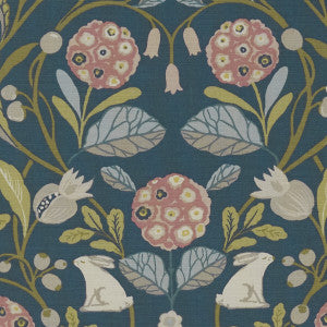 Forester Teal/Blush by Clarke And Clarke Fabric