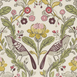 Orchard Birds Birds Plum by Clarke And Clarke Fabric