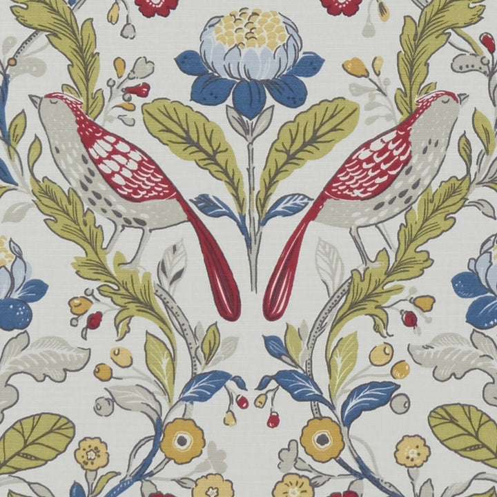 Orchard Birds Birds Rouge by Clarke And Clarke Fabric CLARKE & CLARKE SHERWOOD COTTON - 100% Turkey MEDIUM Horizontal: - and Vertical: - 54 - Fabric Carolina -