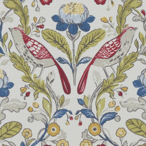 Orchard Birds Birds Rouge by Clarke And Clarke Fabric