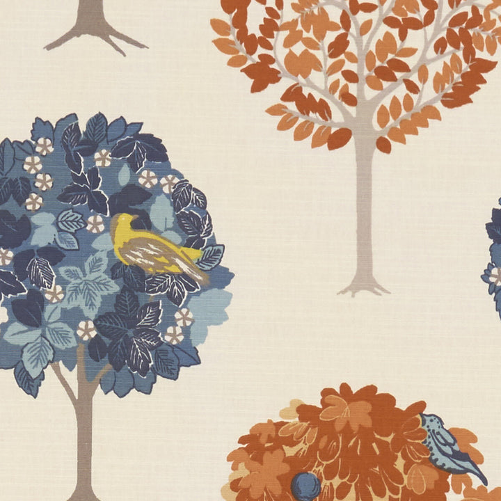 Sherwood Denim/Spice by Clarke And Clarke Fabric CLARKE & CLARKE SHERWOOD COTTON - 100% Turkey MEDIUM Horizontal: - and Vertical: - 54 - Fabric Carolina -