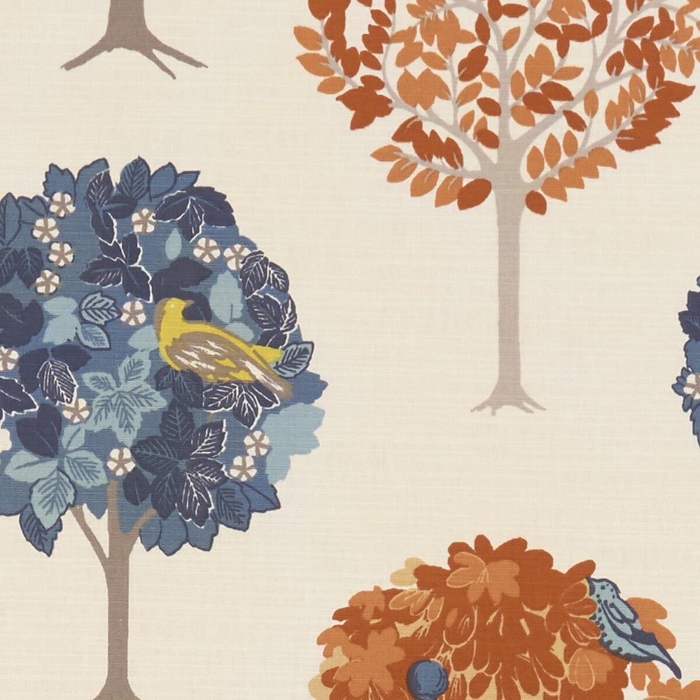 Sherwood Denim/Spice by Clarke And Clarke Fabric CLARKE & CLARKE SHERWOOD COTTON - 100% Turkey MEDIUM Horizontal: - and Vertical: - 54 - Fabric Carolina -