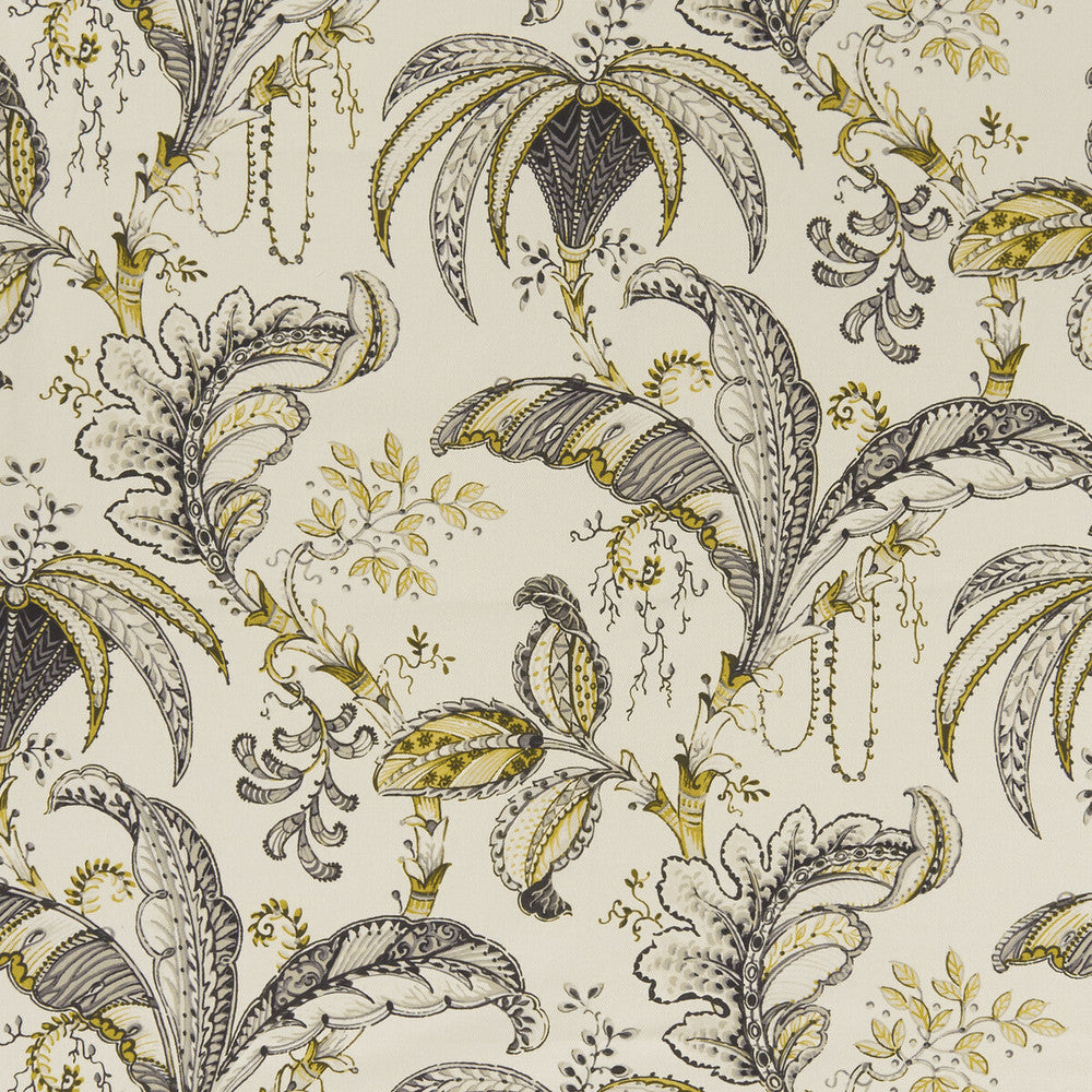Ophelia Charcoal/Ochre by Clarke And Clarke Fabric CLARKE & CLARKE EDEN COTTON - 90%;LINEN - 10% Spain MEDIUM Horizontal: 26.625 and Vertical: 24.875 54.375 - Fabric Carolina -