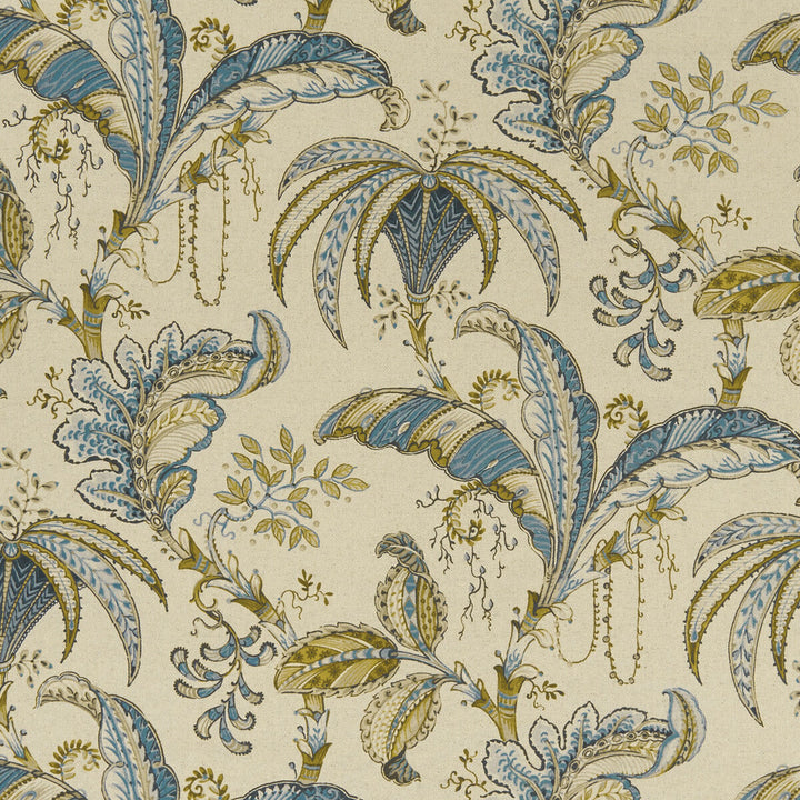 Ophelia Teal/Spice by Clarke And Clarke Fabric CLARKE & CLARKE EDEN COTTON - 90%;LINEN - 10% Spain MEDIUM Horizontal: 26.625 and Vertical: 24.875 54.375 - Fabric Carolina -