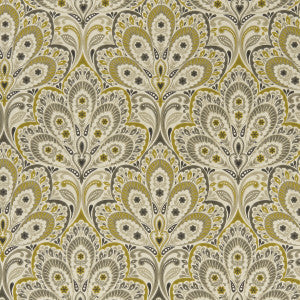 Persia Charcoal/Ochre by Clarke And Clarke Fabric