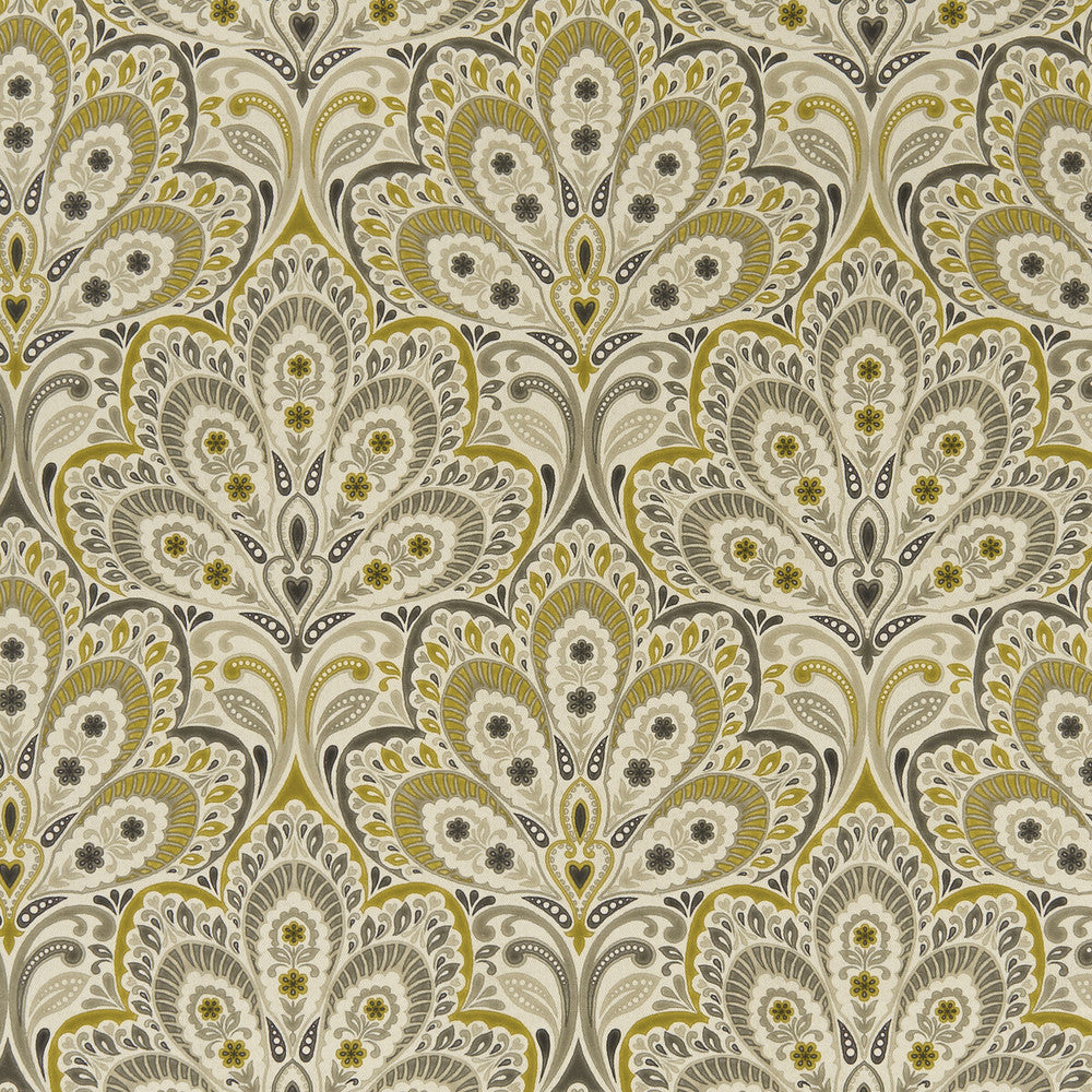 Persia Charcoal/Ochre by Clarke And Clarke Designer Fabric CLARKE & CLARKE EDEN COTTON - 90%;LINEN - 10% Spain MEDIUM Horizontal: 13.375 and Vertical: 13.5 54.375 - Swanky Fabrics -