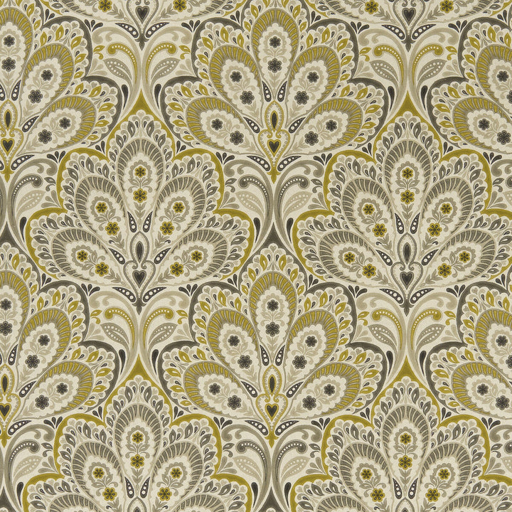 Persia Charcoal/Ochre by Clarke And Clarke Designer Fabric CLARKE & CLARKE EDEN COTTON - 90%;LINEN - 10% Spain MEDIUM Horizontal: 13.375 and Vertical: 13.5 54.375 - Swanky Fabrics -