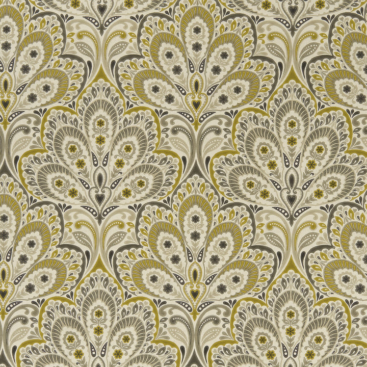 Persia Charcoal/Ochre by Clarke And Clarke Fabric CLARKE & CLARKE EDEN COTTON - 90%;LINEN - 10% Spain MEDIUM Horizontal: 13.375 and Vertical: 13.5 54.375 - Fabric Carolina -