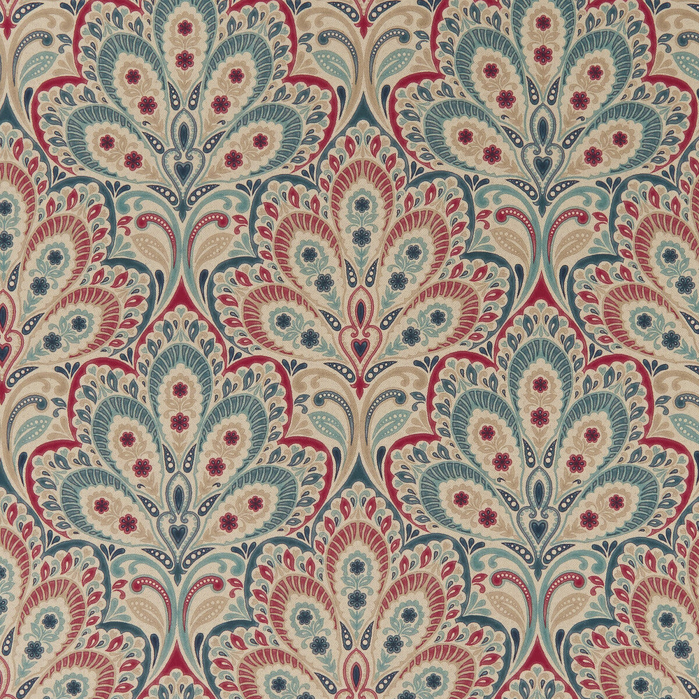 Persia Denim/Raspberry by Clarke And Clarke Fabric CLARKE & CLARKE EDEN COTTON - 90%;LINEN - 10% Spain MEDIUM Horizontal: 13.375 and Vertical: 13.5 54.375 - Fabric Carolina -