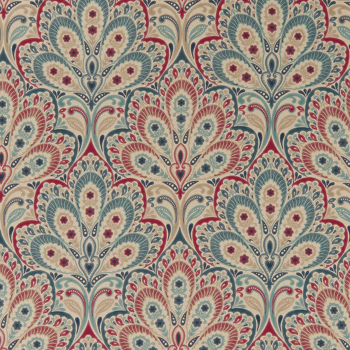 Persia Denim/Raspberry by Clarke And Clarke Fabric CLARKE & CLARKE EDEN COTTON - 90%;LINEN - 10% Spain MEDIUM Horizontal: 13.375 and Vertical: 13.5 54.375 - Fabric Carolina -