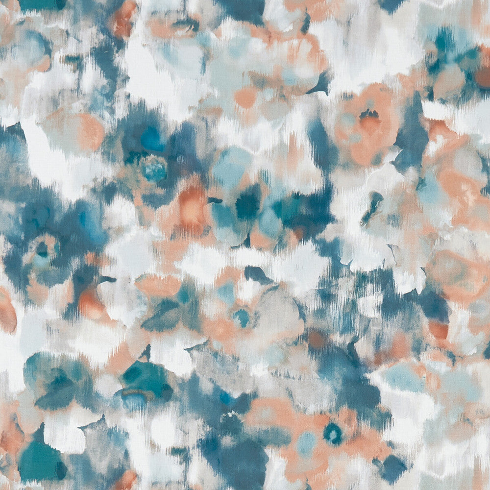 Marissa Teal/Spice by Clarke And Clarke Fabric CLARKE & CLARKE PALMERO COTTON - 100% Spain MEDIUM Horizontal: 27 and Vertical: 22.875 54 - Fabric Carolina -