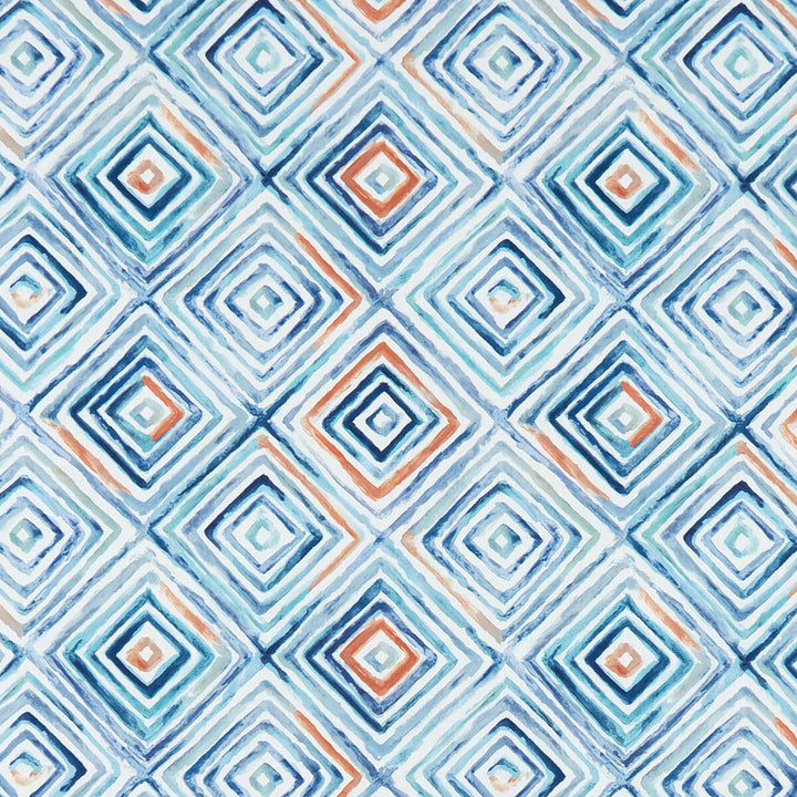 Otis Denim/Spice by Clarke And Clarke Fabric CLARKE & CLARKE PALMERO COTTON - 100% Spain MEDIUM Horizontal: 13.625 and Vertical: 13.875 54 - Fabric Carolina -