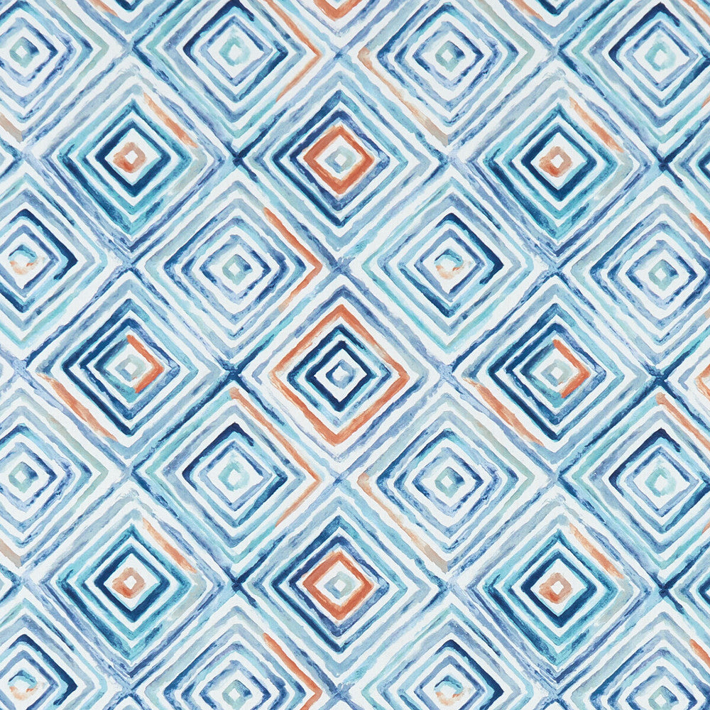 Otis Denim/Spice by Clarke And Clarke Fabric CLARKE & CLARKE PALMERO COTTON - 100% Spain MEDIUM Horizontal: 13.625 and Vertical: 13.875 54 - Fabric Carolina -