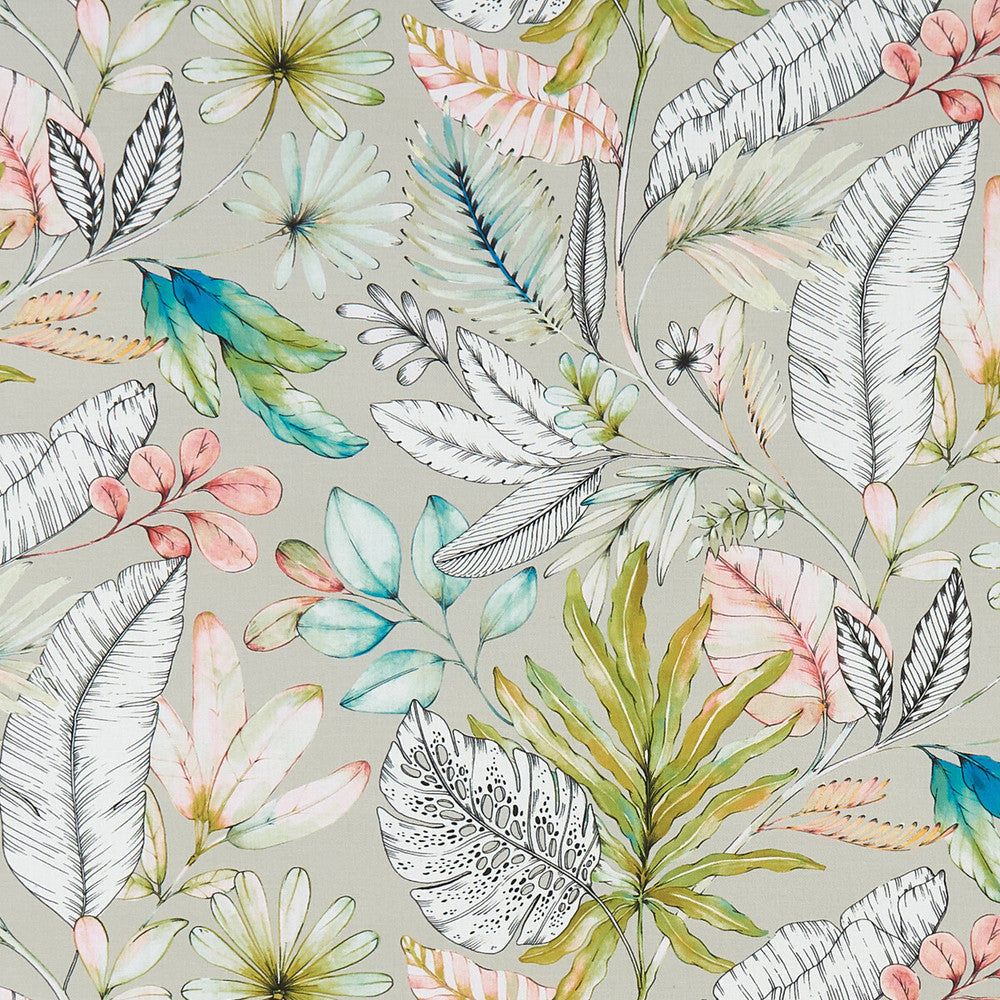 Tropicana Pastel by Clarke And Clarke Fabric CLARKE & CLARKE PALMERO COTTON - 100% Spain MEDIUM Horizontal: 18 and Vertical: 22.125 54 - Fabric Carolina -
