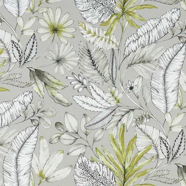 Tropicana Smoke by Clarke And Clarke Designer Fabric CLARKE & CLARKE PALMERO COTTON - 100% Spain MEDIUM Horizontal: 18 and Vertical: 22.125 54 - Swanky Fabrics -