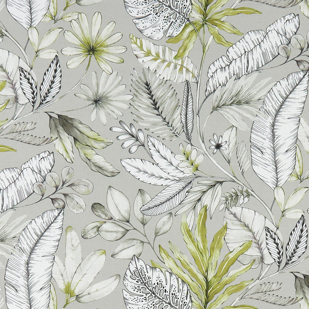 Tropicana Smoke by Clarke And Clarke Designer Fabric CLARKE & CLARKE PALMERO COTTON - 100% Spain MEDIUM Horizontal: 18 and Vertical: 22.125 54 - Swanky Fabrics -