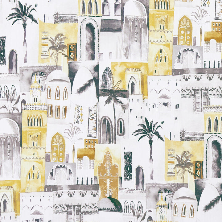 Marrakech Charcoal/Ochre by Clarke And Clarke Fabric CLARKE & CLARKE PRINCE OF PERSIA COTTON - 100% India HEAVY Horizontal: 26.75 and Vertical: 24.813 53.625 - Fabric Carolina -