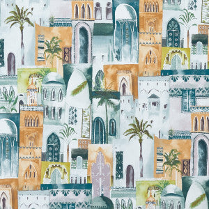 Marrakech Teal/Spice by Clarke And Clarke Fabric