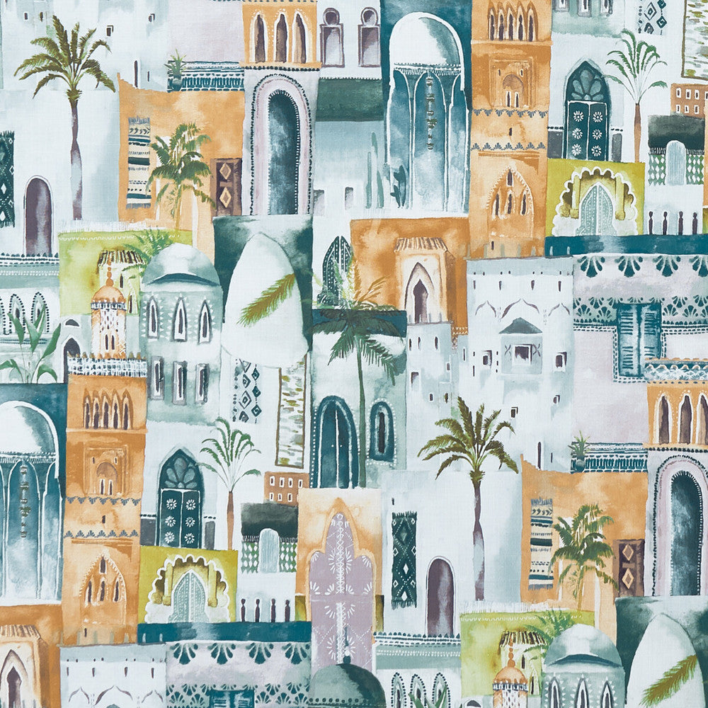 Marrakech Teal/Spice by Clarke And Clarke Fabric CLARKE & CLARKE PRINCE OF PERSIA COTTON - 100% India HEAVY Horizontal: 26.7575 and Vertical: 24.813 53.625 - Fabric Carolina -