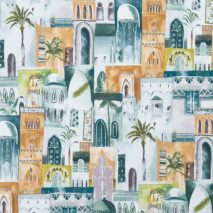 Marrakech Teal/Spice by Clarke And Clarke Fabric CLARKE & CLARKE PRINCE OF PERSIA COTTON - 100% India HEAVY Horizontal: 26.7575 and Vertical: 24.813 53.625 - Fabric Carolina -
