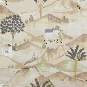 Sahara Charcoal/Ochre by Clarke And Clarke Fabric