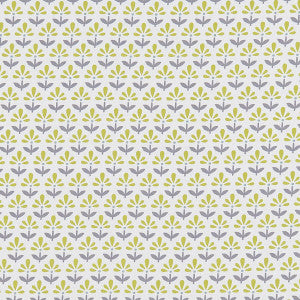 Fleur Chartreuse/Charcoal by Clarke And Clarke Fabric