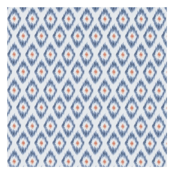Zora Denim/Spice by Clarke And Clarke Fabric CLARKE & CLARKE CO-ORDINATES COTTON - 100% Turkey MEDIUM Horizontal: 1.375 and Vertical: 2.875 54 - Fabric Carolina -