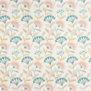 Bohemia Coral/Teal by Clarke And Clarke Fabric