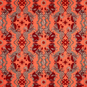 Caspian Velvet Coral by Clarke And Clarke Fabric