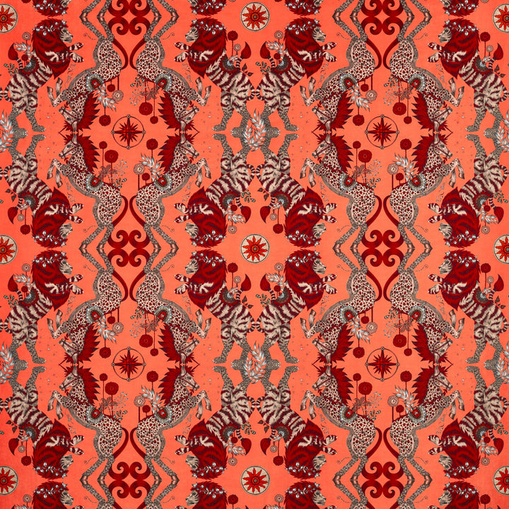 Caspian Velvet Coral by Clarke And Clarke Fabric Clarke And Clarke Fabric Caspian Velvet CoralFabric WILDERIE BY EMMA J SHIPLEY FOR C&C POLYESTER - 100% Spain </p><p>Repeat: H: 27, V: 25.12 55 - Fabric Carolina -
