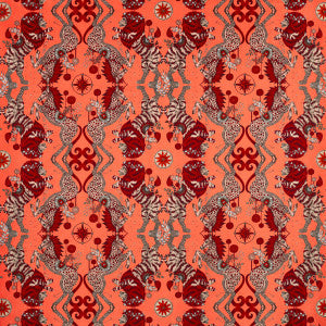 Caspian Velvet Coral by Clarke And Clarke Fabric