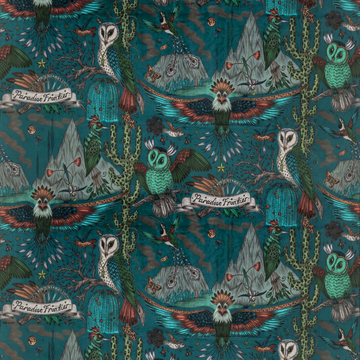 Frontier Velvet Teal by Clarke And Clarke Fabric WILDERIE BY EMMA J SHIPLEY FOR C&C POLYESTER - 100% Spain HEAVY Horizontal: 54 and Vertical: 29.1 55 - Fabric Carolina -