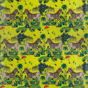 Lost World Velvet Lime by Clarke And Clarke Fabric