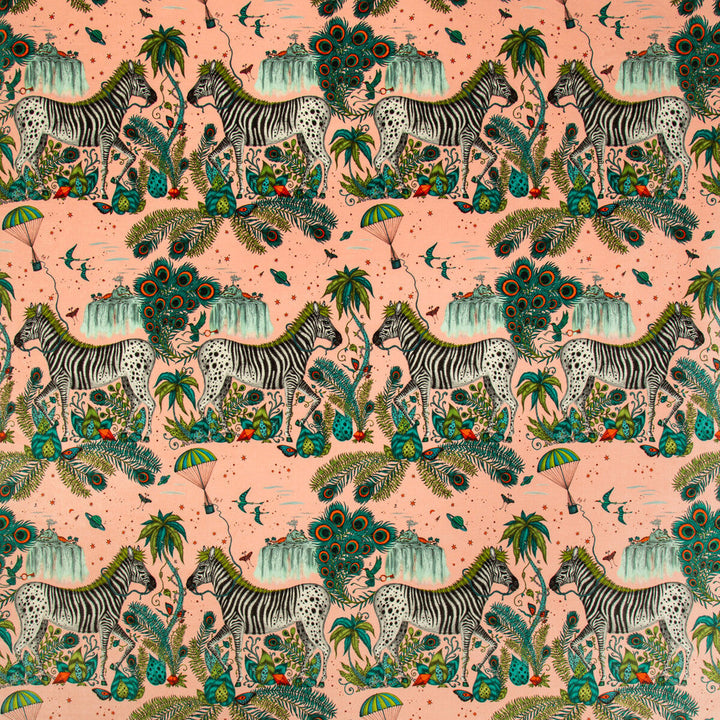Lost World Velvet Pink by Clarke And Clarke Designer Fabric WILDERIE BY EMMA J SHIPLEY FOR C&C POLYESTER - 100% Spain HEAVY Horizontal: 27 and Vertical: 35.36 55 - Swanky Fabrics -