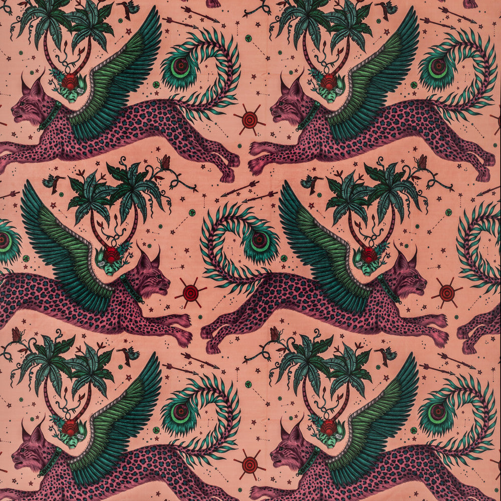 Lynx Velvet Coral by Clarke And Clarke Fabric WILDERIE BY EMMA J SHIPLEY FOR C&C POLYESTER - 100% Spain HEAVY Horizontal: 27 and Vertical: 34.1 55 - Fabric Carolina -