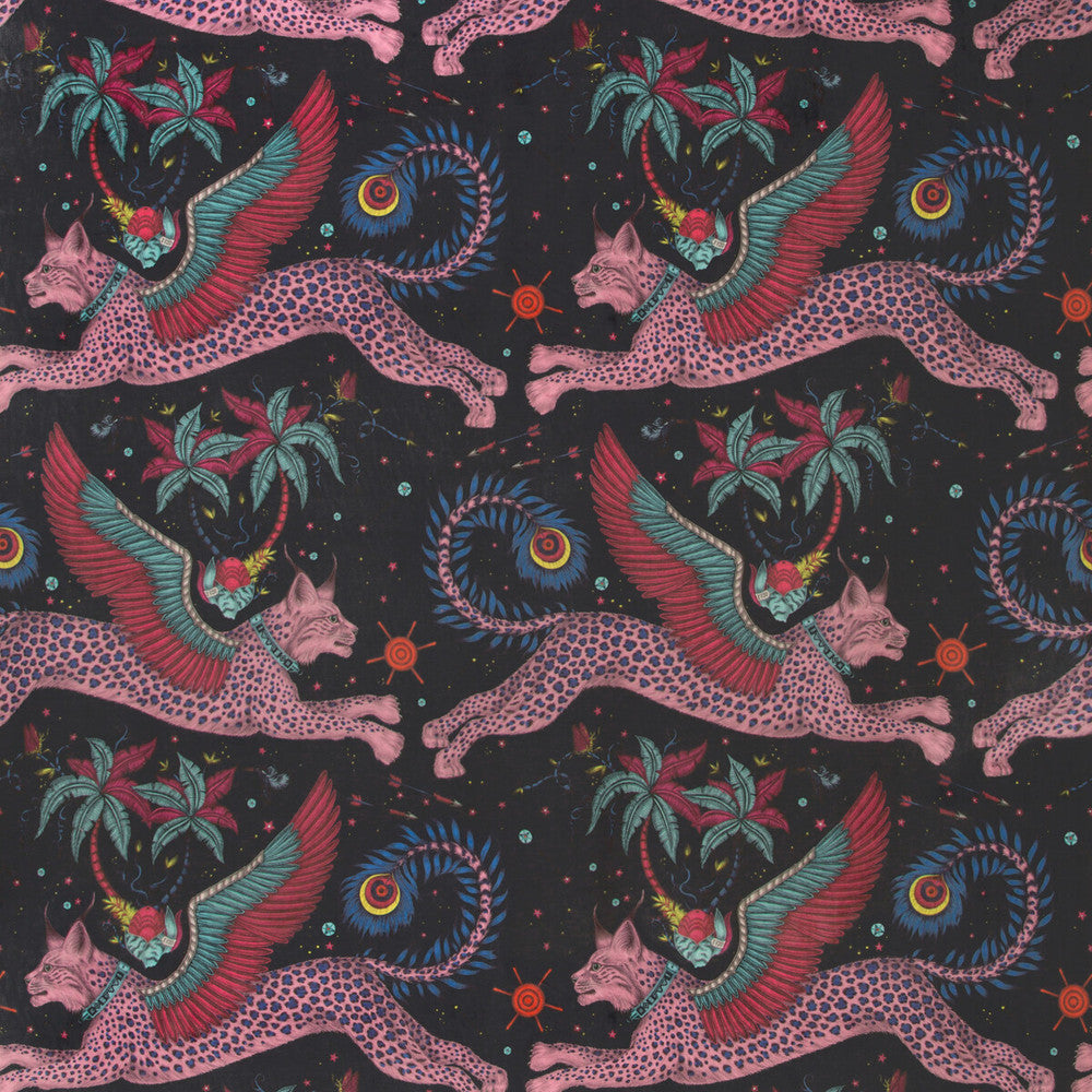 Lynx Velvet Navy by Clarke And Clarke Designer Fabric WILDERIE BY EMMA J SHIPLEY FOR C&C POLYESTER - 100% Spain HEAVY Horizontal: 27 and Vertical: 34.1 55 - Swanky Fabrics -