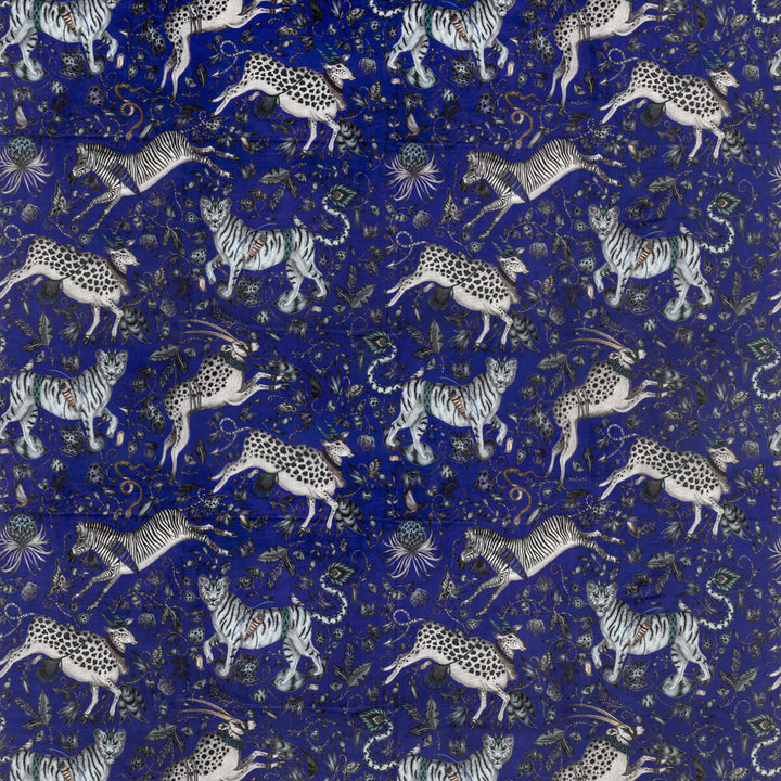 Protea Velvet Blue by Clarke And Clarke Fabric WILDERIE BY EMMA J SHIPLEY FOR C&C POLYESTER - 100% Spain HEAVY Horizontal: 27 and Vertical: 25.36 55 - Fabric Carolina -