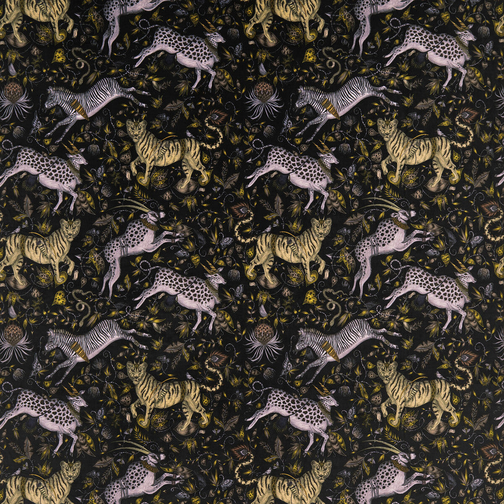 Protea Velvet Charcoal by Clarke And Clarke Designer Fabric WILDERIE BY EMMA J SHIPLEY FOR C&C POLYESTER - 100% Spain HEAVY Horizontal: 27 and Vertical: 25.36 55 - Swanky Fabrics -
