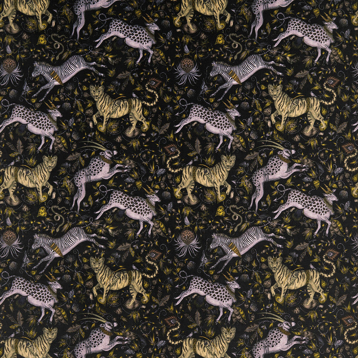 Protea Velvet Charcoal by Clarke And Clarke Designer Fabric WILDERIE BY EMMA J SHIPLEY FOR C&C POLYESTER - 100% Spain HEAVY Horizontal: 27 and Vertical: 25.36 55 - Swanky Fabrics -