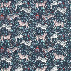 Protea Velvet Navy by Clarke And Clarke Fabric