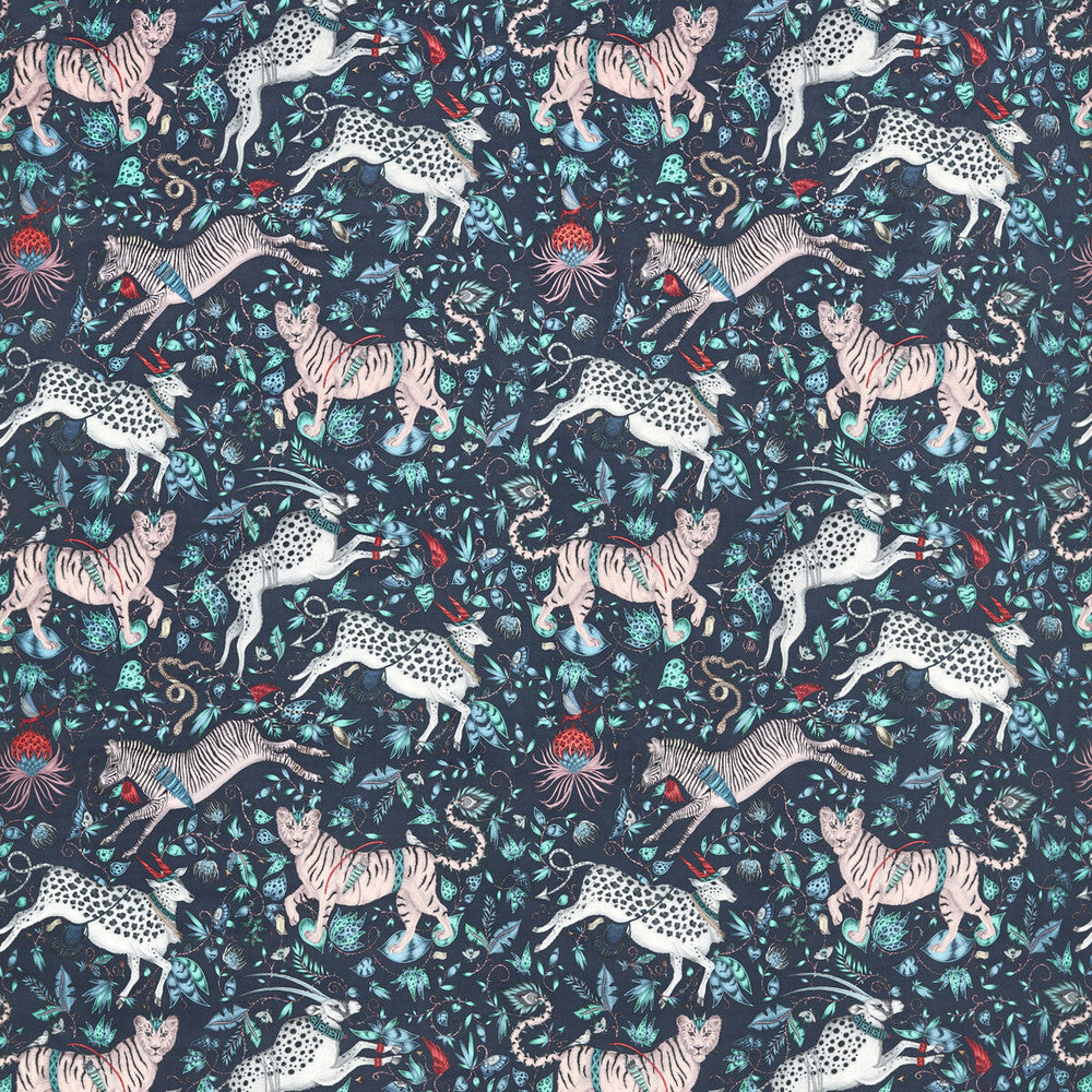 Protea Velvet Navy by Clarke And Clarke Fabric WILDERIE BY EMMA J SHIPLEY FOR C&C POLYESTER - 100% Spain HEAVY Horizontal: 27 and Vertical: 25.36 55 - Fabric Carolina -