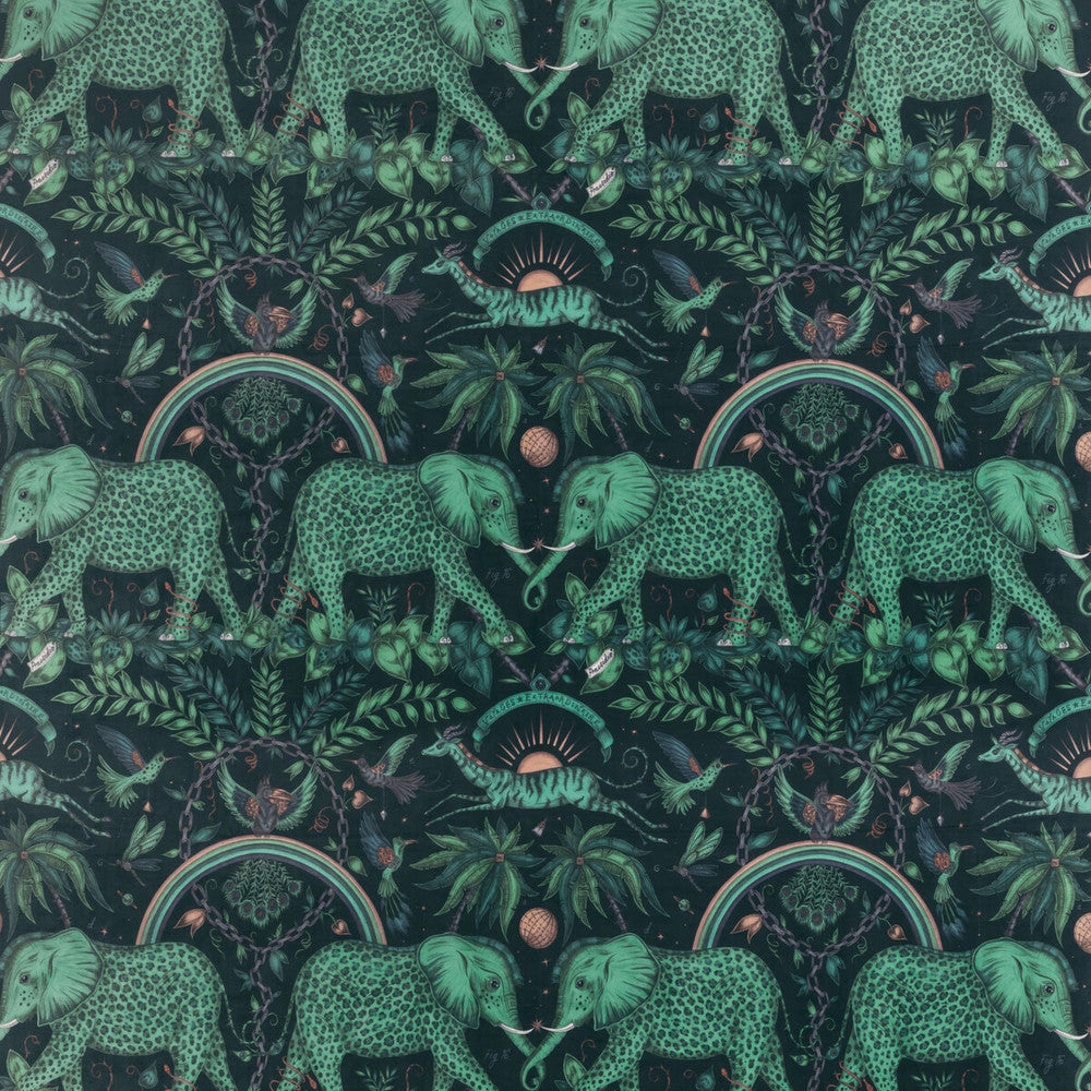 Zambezi Velvet Teal by Clarke And Clarke Fabric WILDERIE BY EMMA J SHIPLEY FOR C&C POLYESTER - 100% Spain HEAVY Horizontal: 27 and Vertical: 21.62 55 - Fabric Carolina -