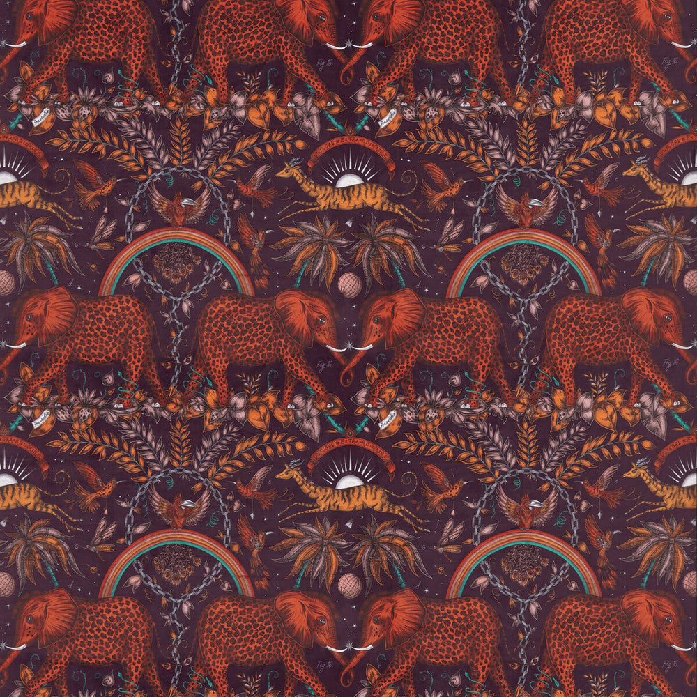 Zambezi Velvet Wine by Clarke And Clarke Fabric WILDERIE BY EMMA J SHIPLEY FOR C&C POLYESTER - 100% Spain HEAVY Horizontal: 27 and Vertical: 21.62 55 - Fabric Carolina -