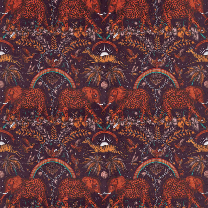 Zambezi Velvet Wine by Clarke And Clarke Fabric WILDERIE BY EMMA J SHIPLEY FOR C&C POLYESTER - 100% Spain HEAVY Horizontal: 27 and Vertical: 21.62 55 - Fabric Carolina -
