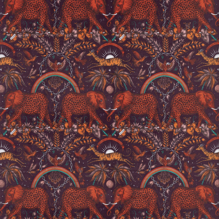 Zambezi Velvet Wine by Clarke And Clarke Designer Fabric WILDERIE BY EMMA J SHIPLEY FOR C&C POLYESTER - 100% Spain HEAVY Horizontal: 27 and Vertical: 21.62 55 - Swanky Fabrics -