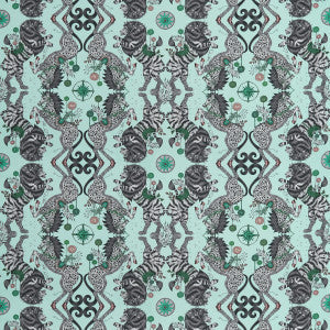 Caspian Satin Aqua by Clarke And Clarke Fabric