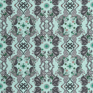 Caspian Satin Aqua by Clarke And Clarke Fabric