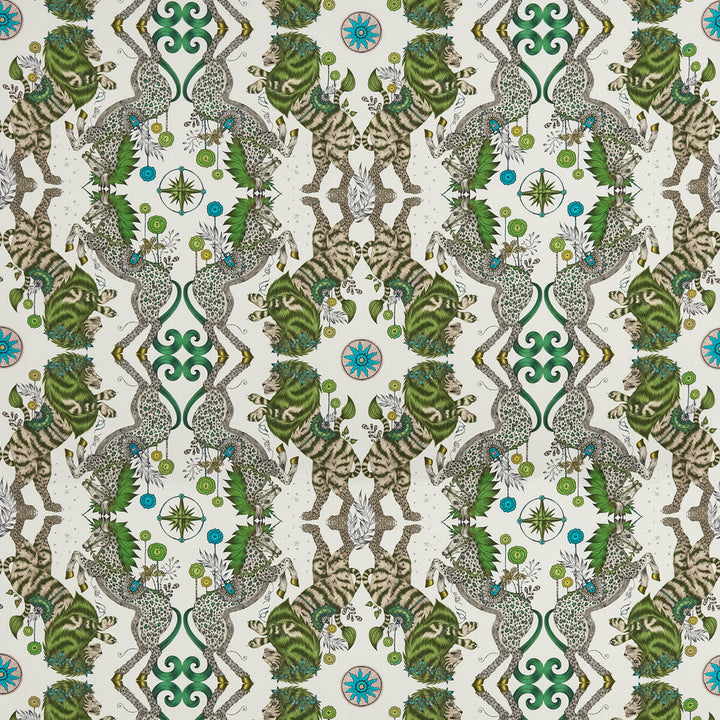 Caspian Satin Lime by Clarke And Clarke Fabric WILDERIE BY EMMA J SHIPLEY FOR C&C COTTON - 100% United Kingdom HEAVY Horizontal: 27 and Vertical: 24.61 54 - Fabric Carolina -